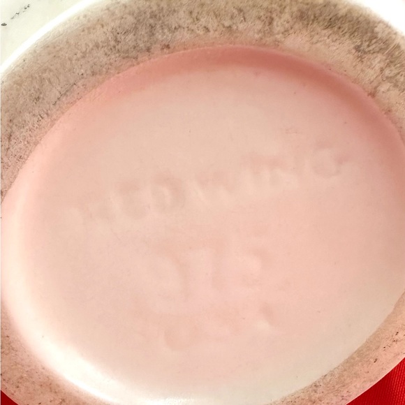 Vintage Red Wing Magnolia Floral Embossed Ceramic 6” Vase - Picture 3 of 4